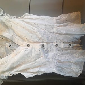 NWOT Womens white lace button up top